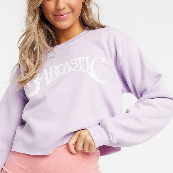 Skinnydip Sarcastic Print Sweatshirt - Lilac - Medium (Fits Small) - Picture 2 of 7